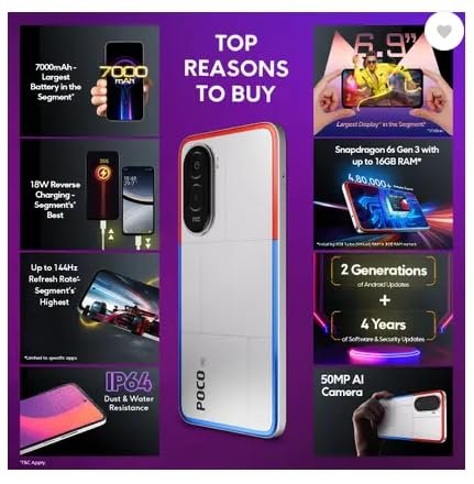 poco m7 plus 1 POCO M7 Plus 5G, Chrome Silver (4GB, 128GB)