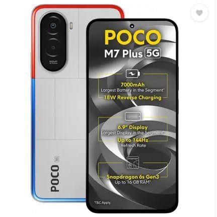 poco m7 plus POCO M7 Plus 5G, Chrome Silver (4GB, 128GB)
